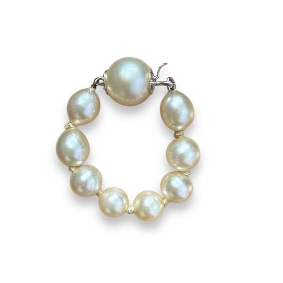 Solid 14K White Gold Pearls Ring sz 5,5-3.9g